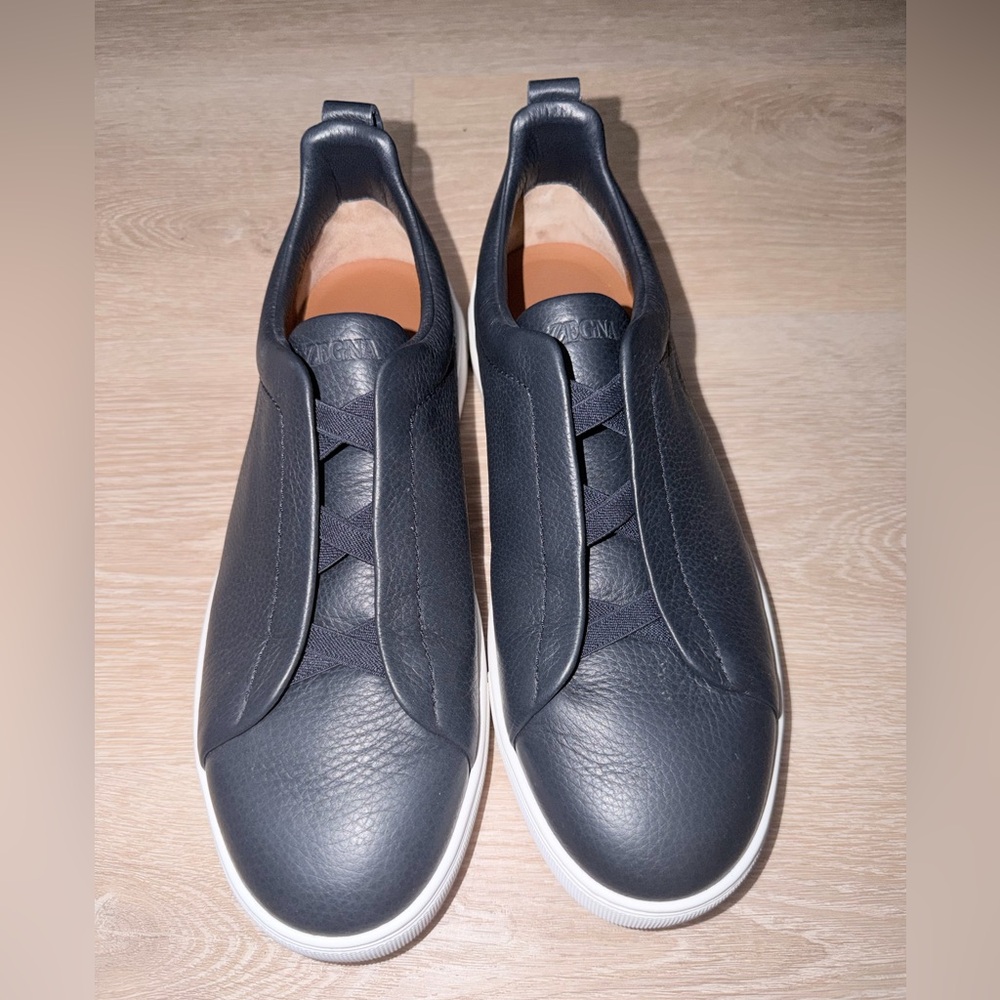 Zegna Men’s Triple Stitch Deerskin Leather Sneakers